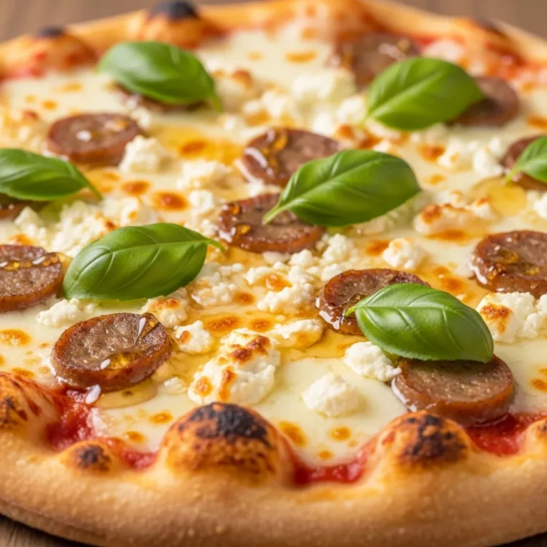 Hot Honey Turkey Sausage and Feta Pizza Recipe Card