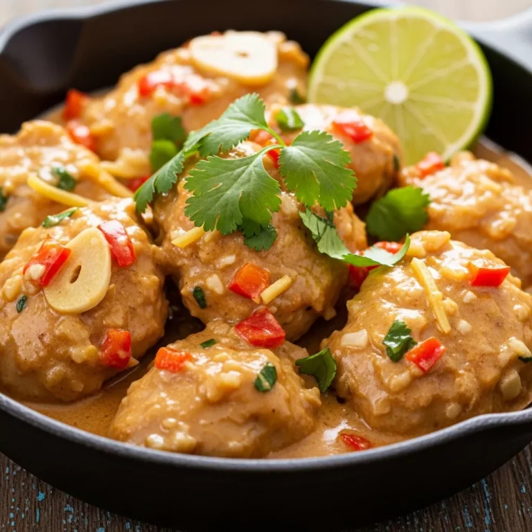 Zesty Brazilian Coconut Chicken Skillet served in a skillet, ready to eat
