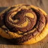 Decadent Chewy Peanut Butter Brownie Swirl Cookie, macro shot showing rich chocolate and creamy peanut butter swirls