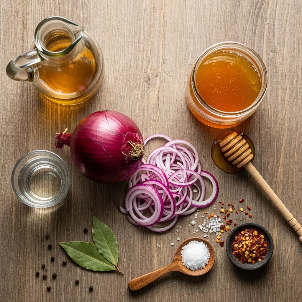 Ingredients for Blazing Honey Pickled Red Onions: Sweet, Tangy & Instant Zest