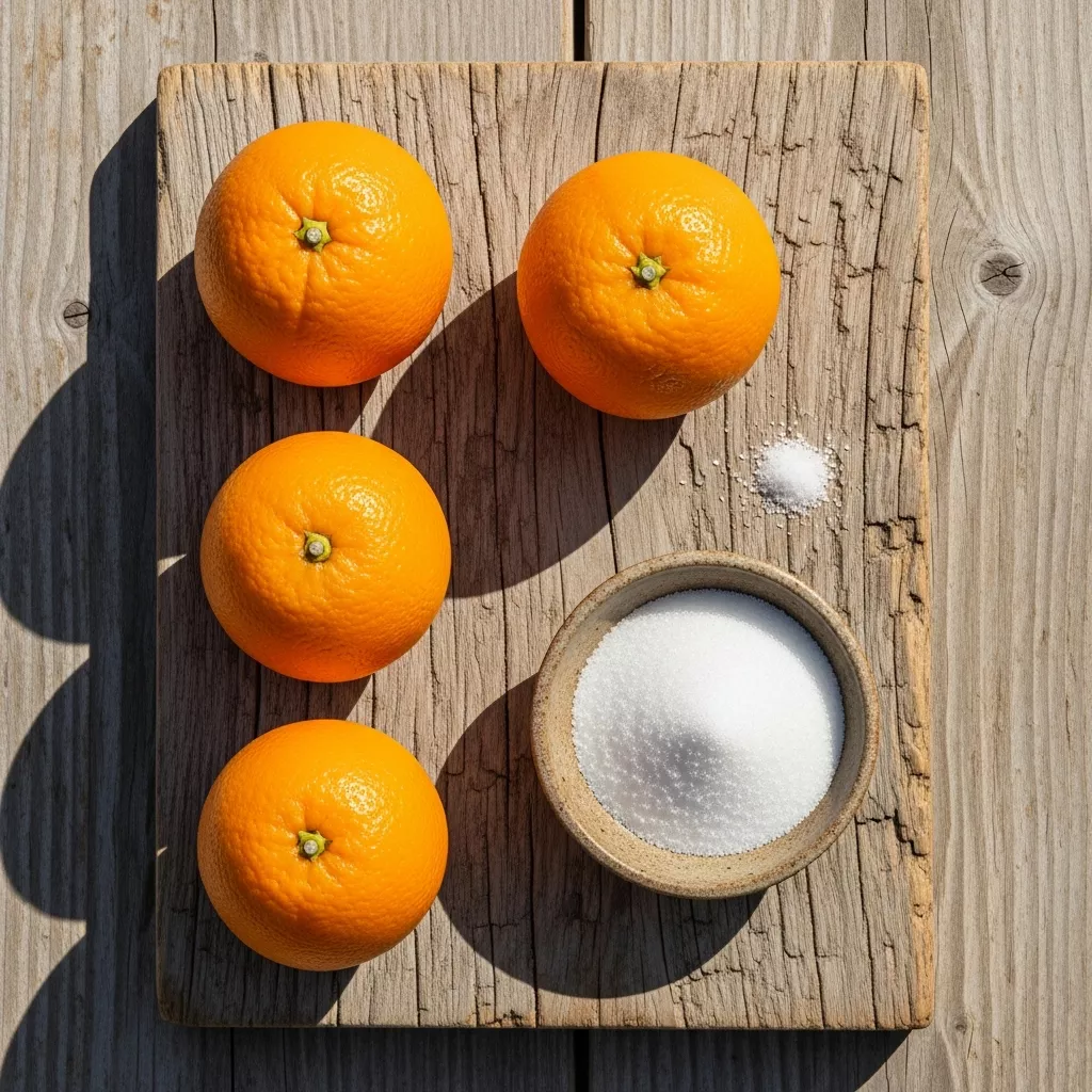 Ingredients for Sparkling Citrus Zest: Homemade Candied Orange Peels