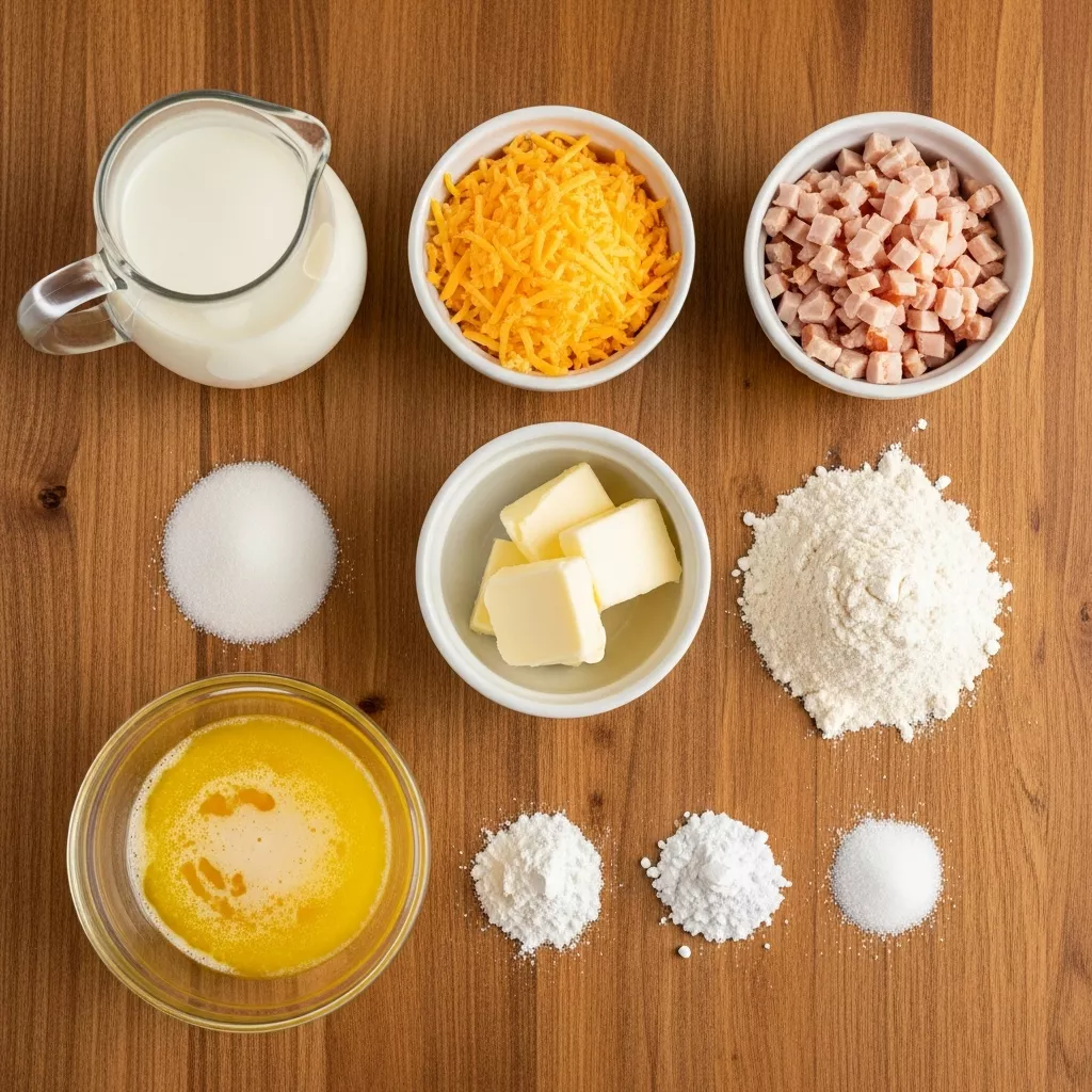 Ingredients for Melt-in-Your-Mouth Smoked Turkey & Cheddar Butter Swim Biscuits