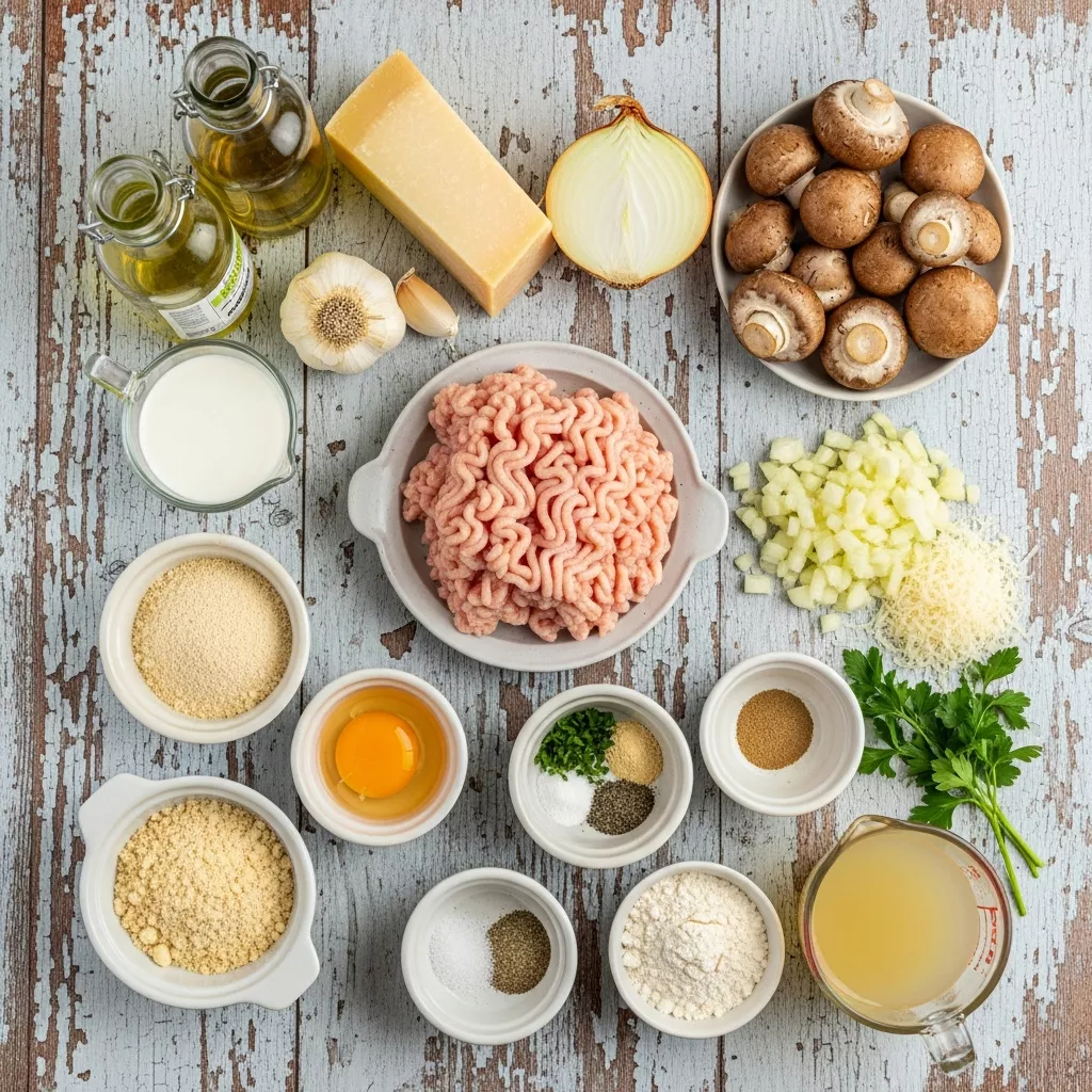 Ingredients for Quick-Fix Creamy Mushroom Chicken Meatballs: Your New Weeknight Hero