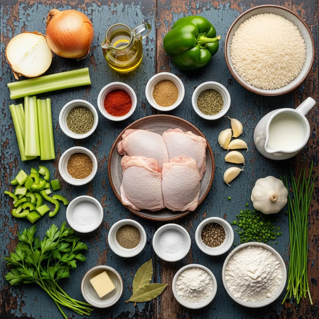 Ingredients for Ultimate Comfort Smothered Chicken & Herb-Infused Rice