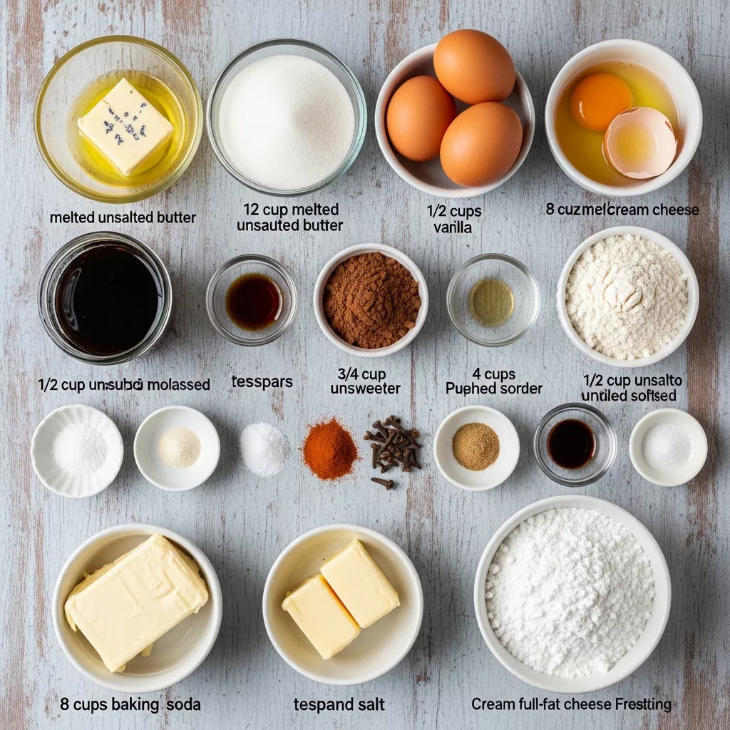 Ingredients for Spiced Winter Dream Brownies with Creamy Frosting