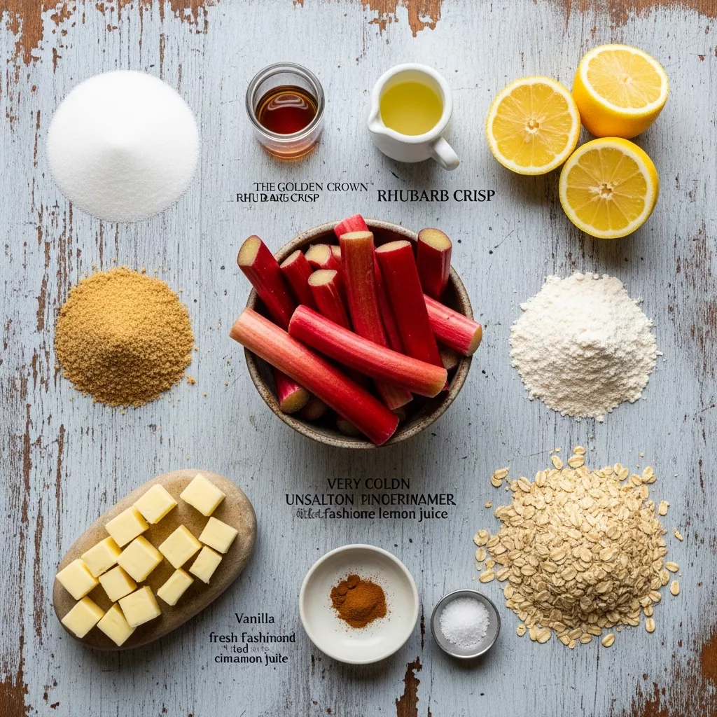 Ingredients for The Golden Crown Rhubarb Crisp: Your New Favorite Spring Indulgence
