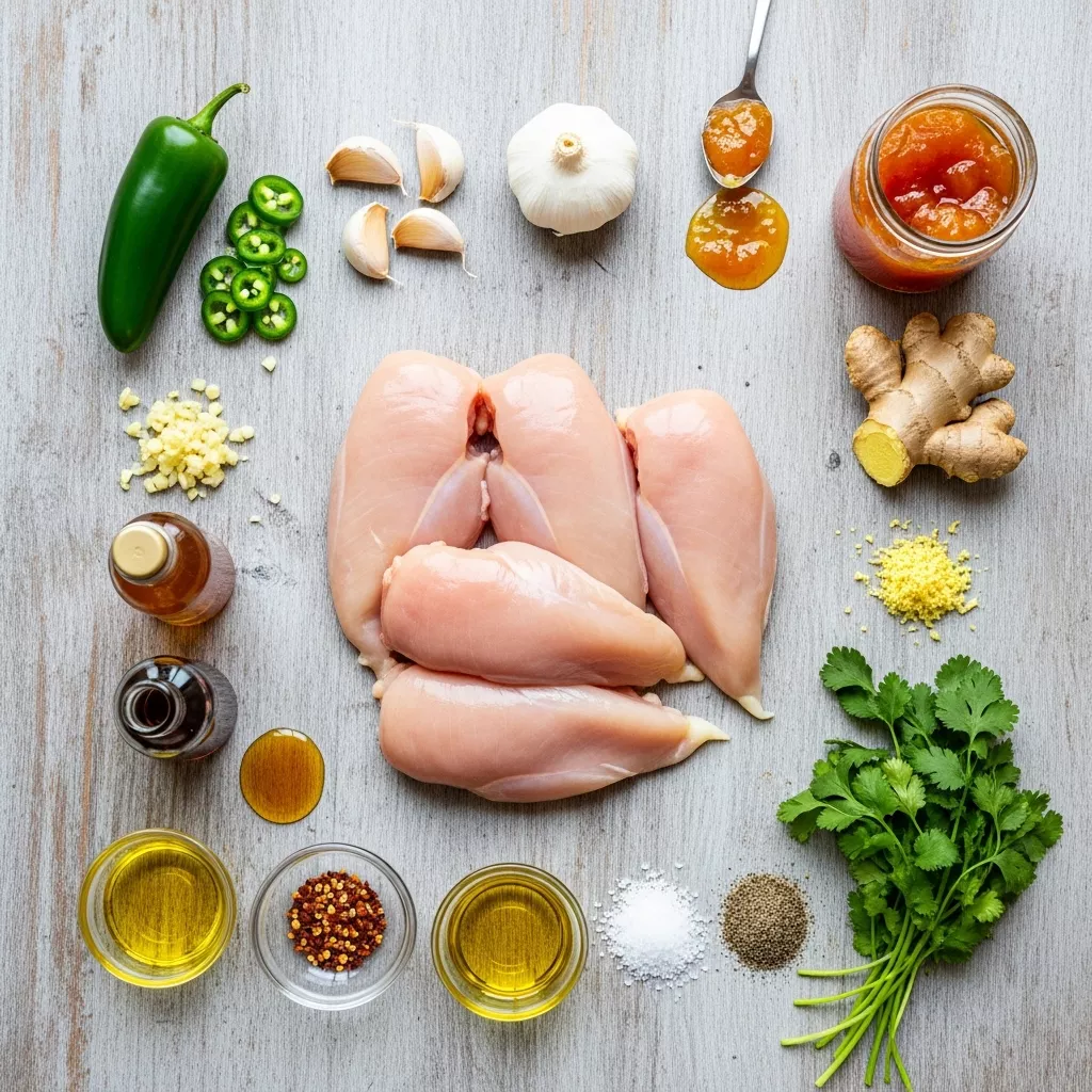 Ingredients for Zesty Jalapeño Peach Glazed Chicken