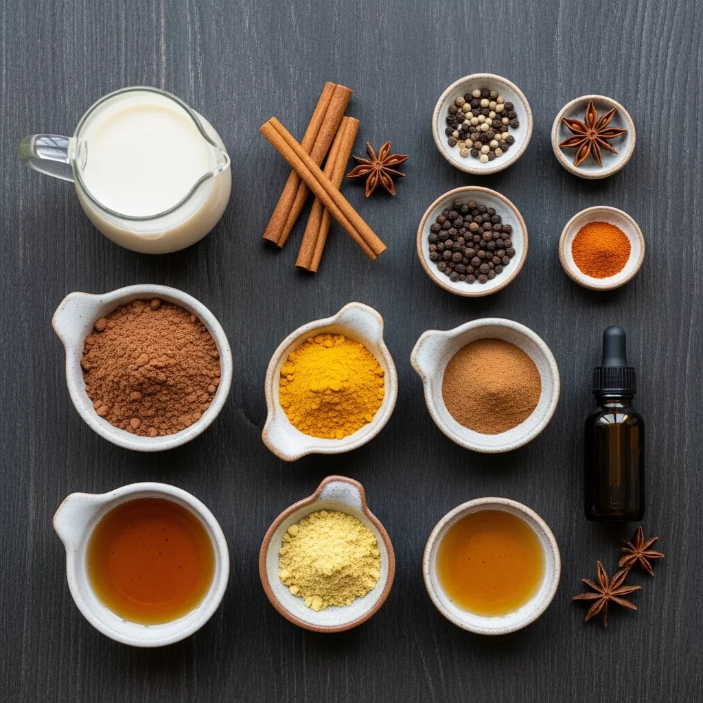 Ingredients for Soothing Spiced Anti-Inflammatory Hot Cocoa Elixir