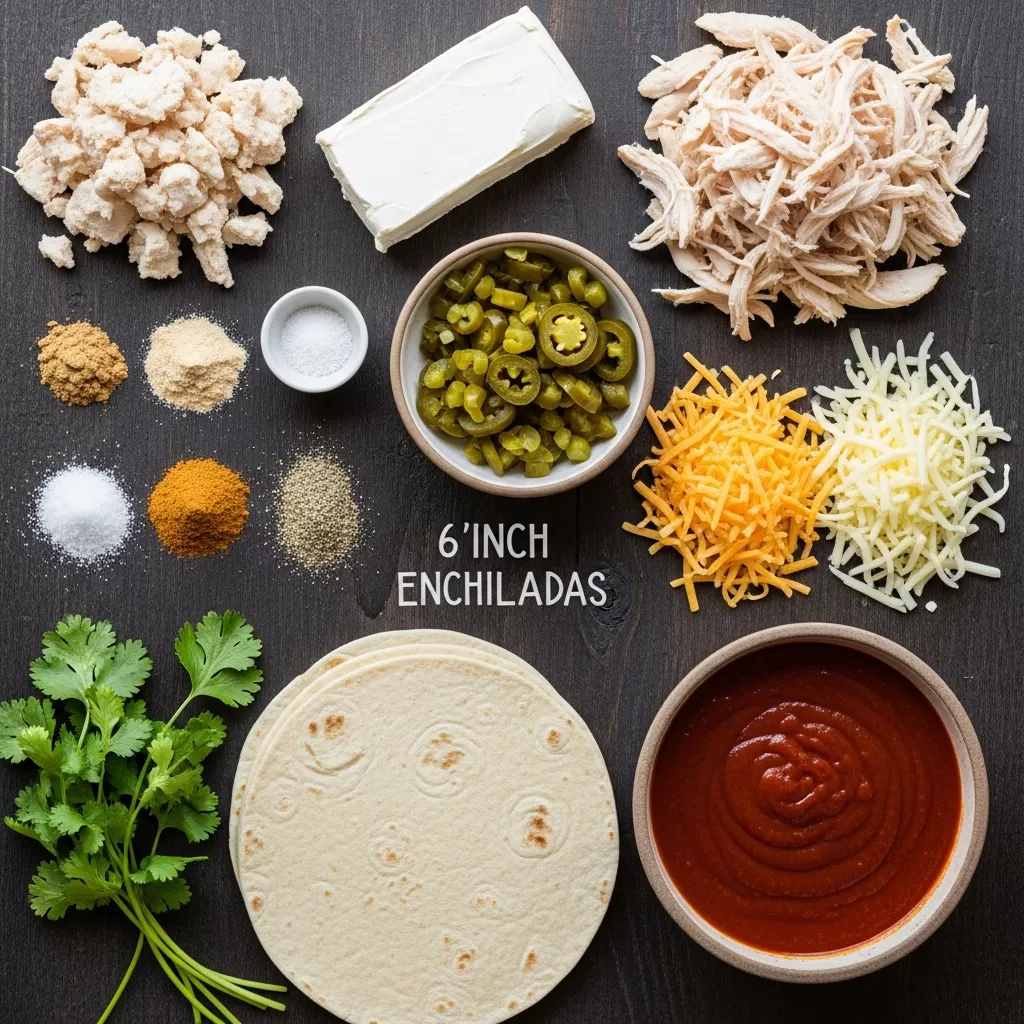 Ingredients for Creamy Zesty Jalapeño Popper Chicken Enchiladas
