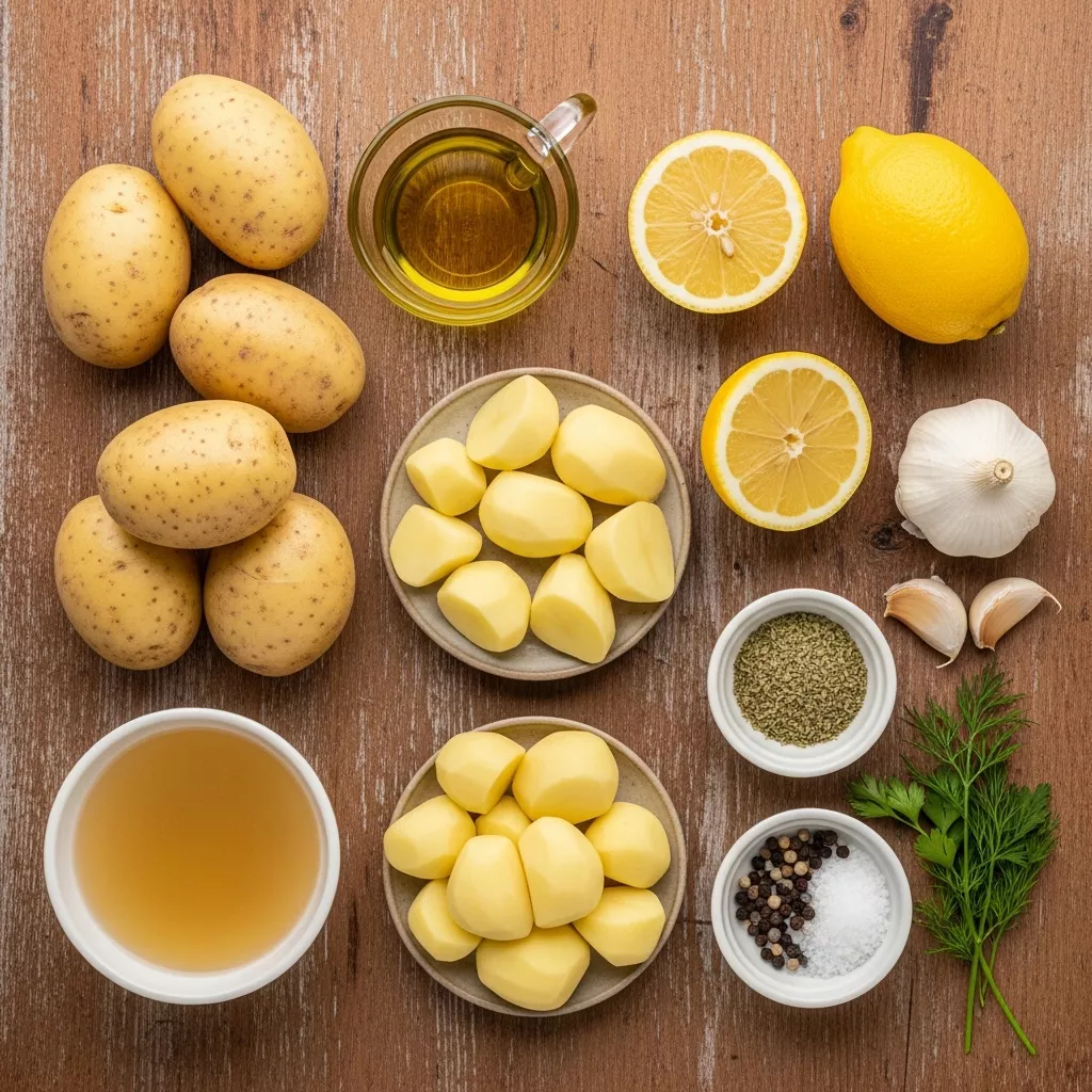 Ingredients for Zesty Lemon & Herb Roasted Potatoes: Unbelievably Crispy Greek Style