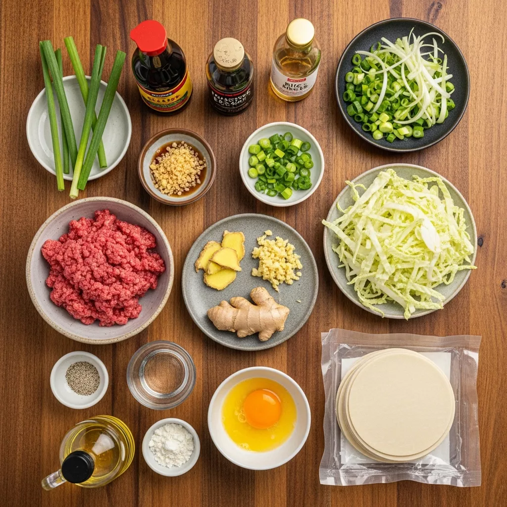 Ingredients for Golden Crunch Cabbage & Savory Beef Dumplings