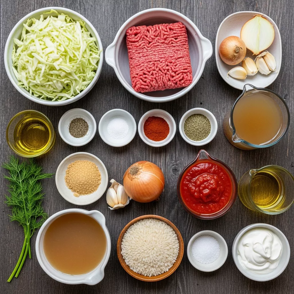 Ingredients for One-Pot Polish Golombki Soup: Savory Comfort in Every Spoonful