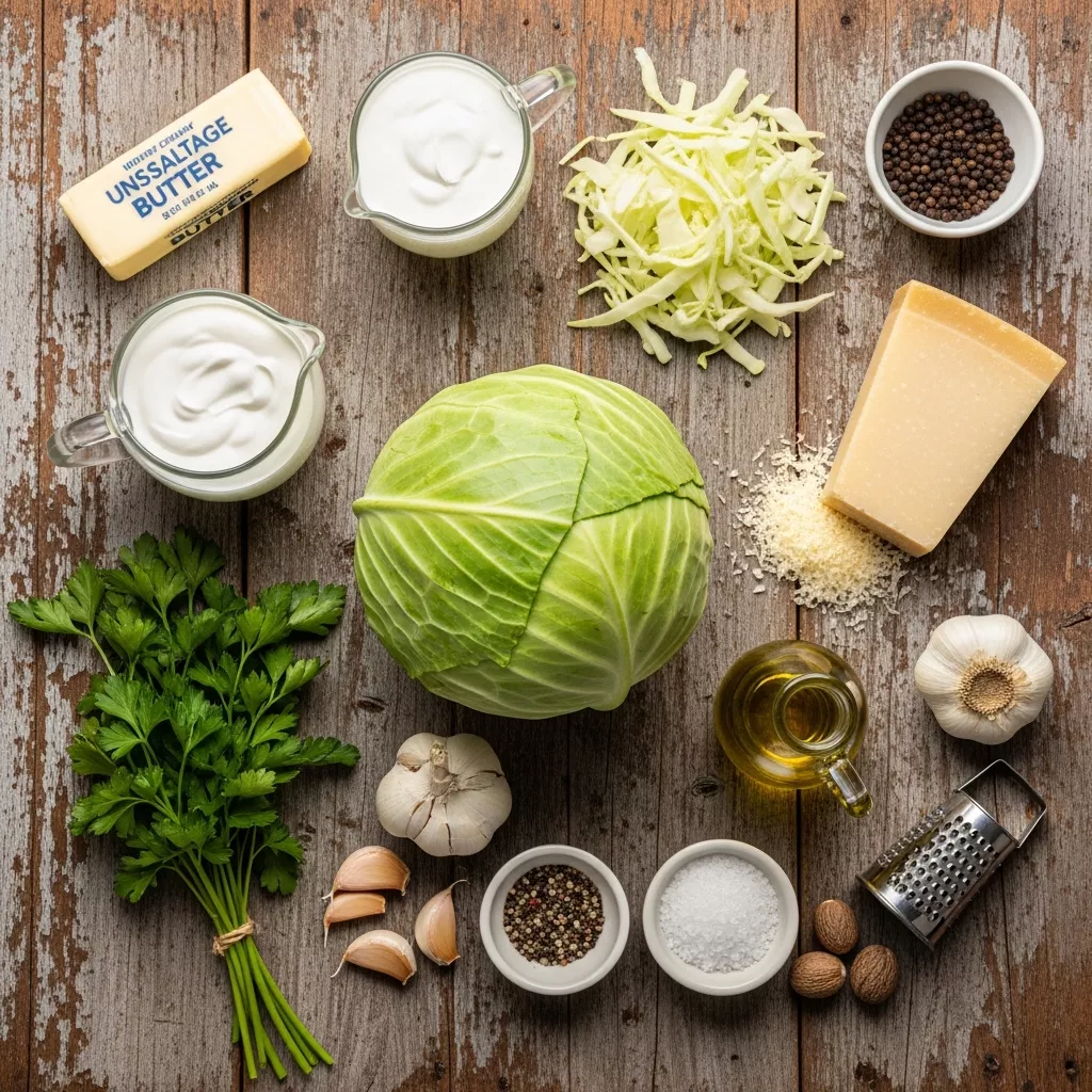 Ingredients for Velvety Creamy Cabbage Alfredo Dream
