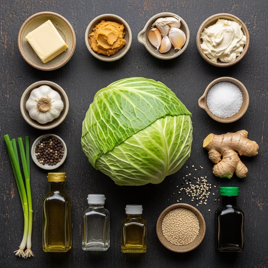 Ingredients for Golden Blistered Cabbage Steaks with Rich Umami Miso Butter