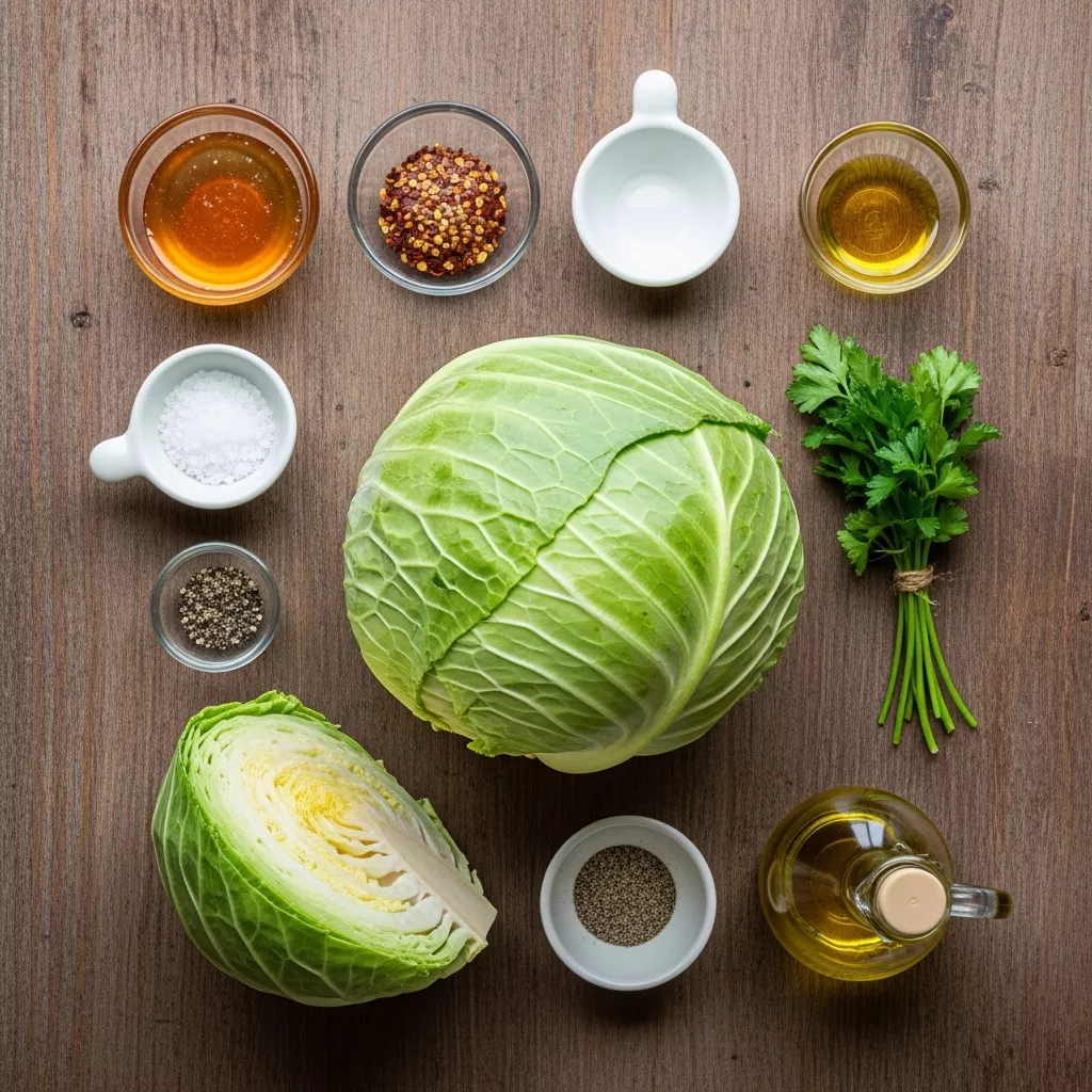 Ingredients for Sweet & Spicy Blistered Cabbage Steaks with Hot Honey Drizzle