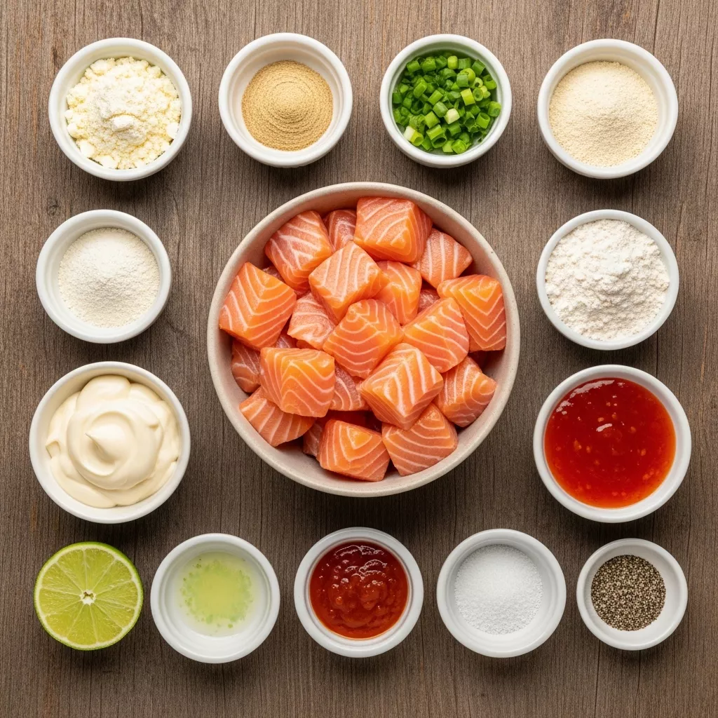 Ingredients for Golden Crispy Bang Bang Salmon Bites: A Zesty Flavor Explosion