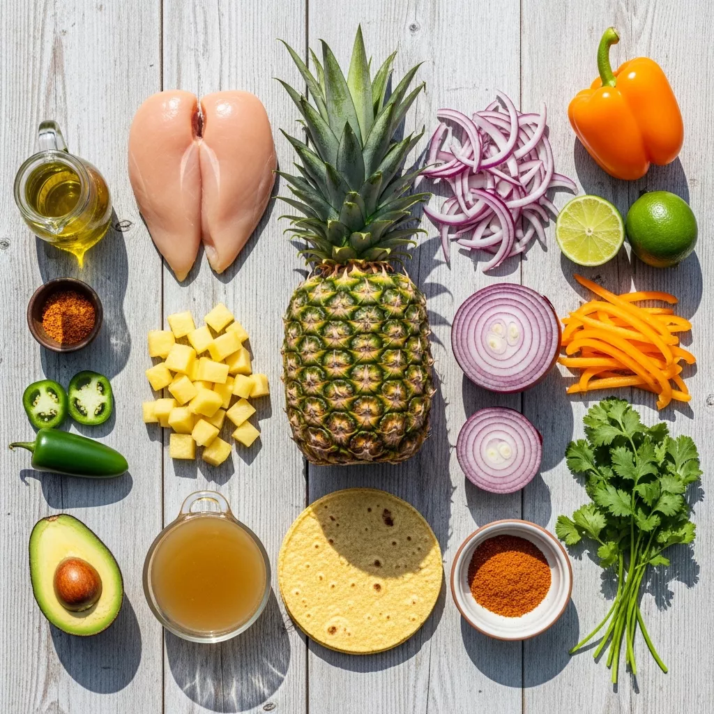Ingredients for Healthy Pineapple Chicken Tacos: Quick & Zesty Weeknight Flavor
