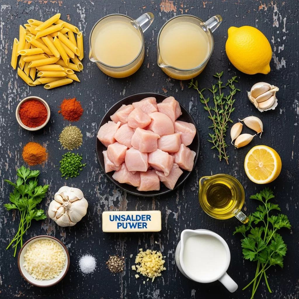 Ingredients for One-Pan Creamy Cowboy Chicken Pasta: Your New Weeknight Favorite