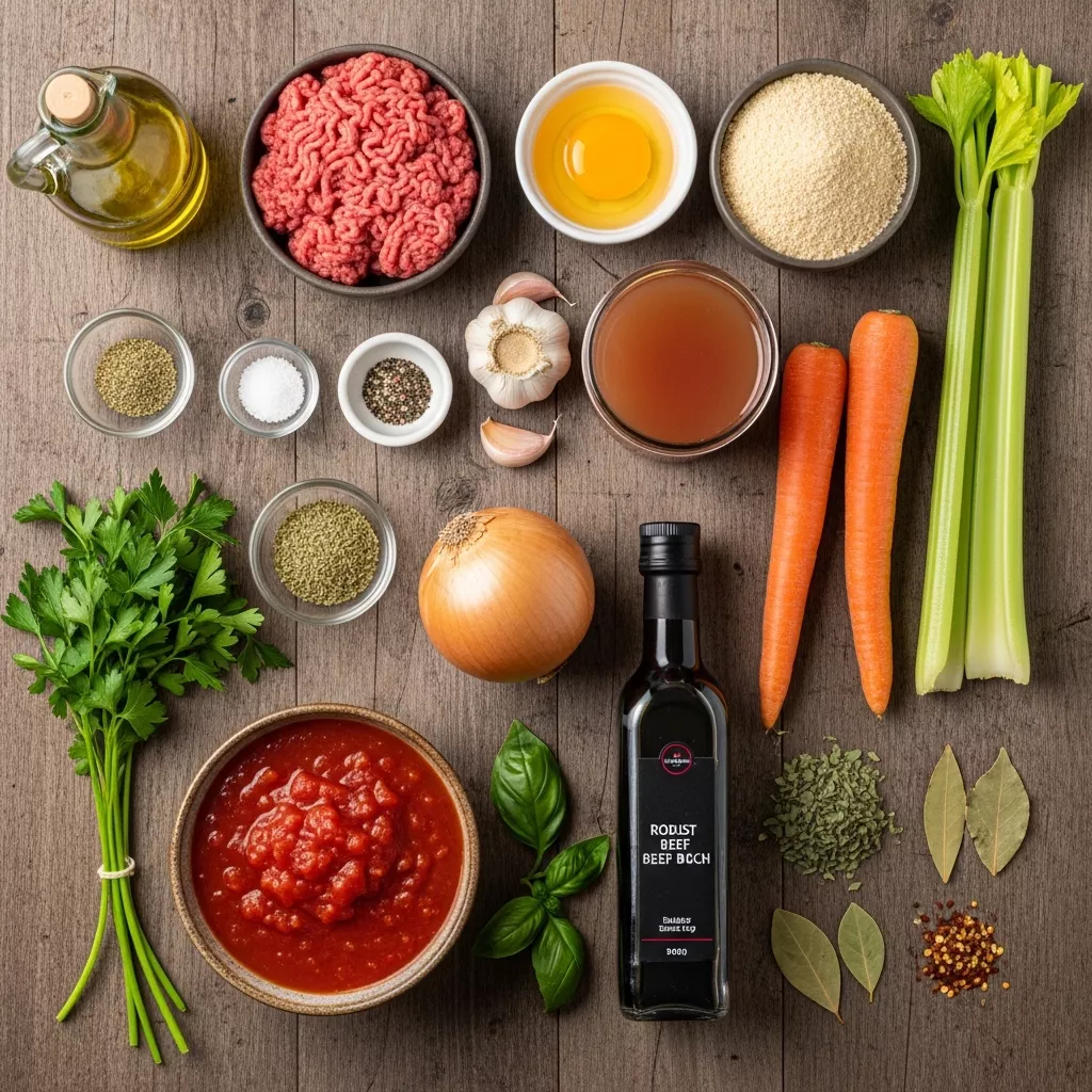 Ingredients for Velvet-Tender Braised Beef Meatballs with Rich Umami Sauce