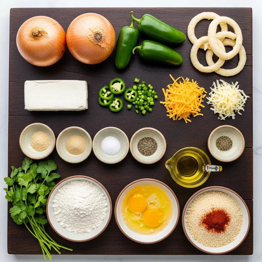 Ingredients for Irresistible Baked Jalapeño Popper Stuffed Onion Rings