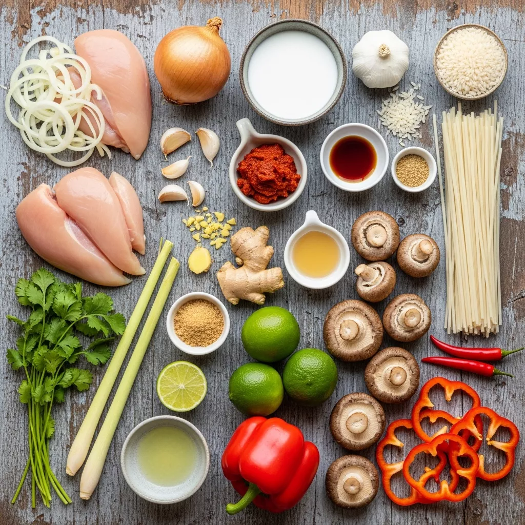 Ingredients for Zesty Thai Coconut Chicken Soup: Bright & Bold Flavor Burst