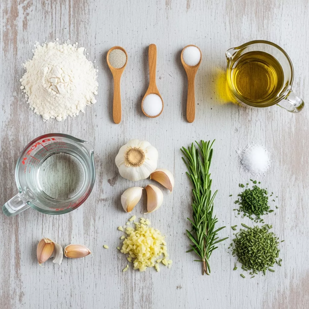 Ingredients for Golden Crust Skillet Garlic Rosemary Bread: Effortless Aromatic Delight