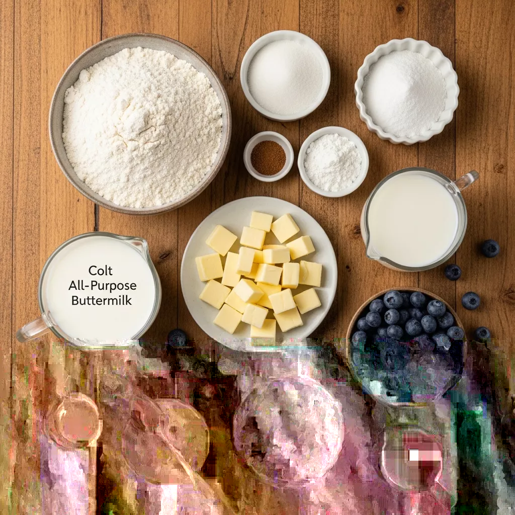 Ingredients for Sweet Glazed Blueberry Dream Biscuits