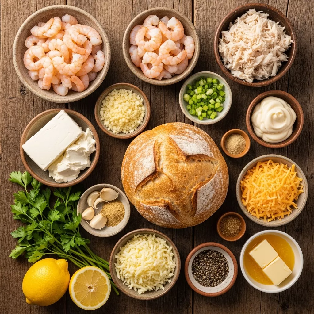 Ingredients for Luxe Creamy Seafood Bread Bowl Delight