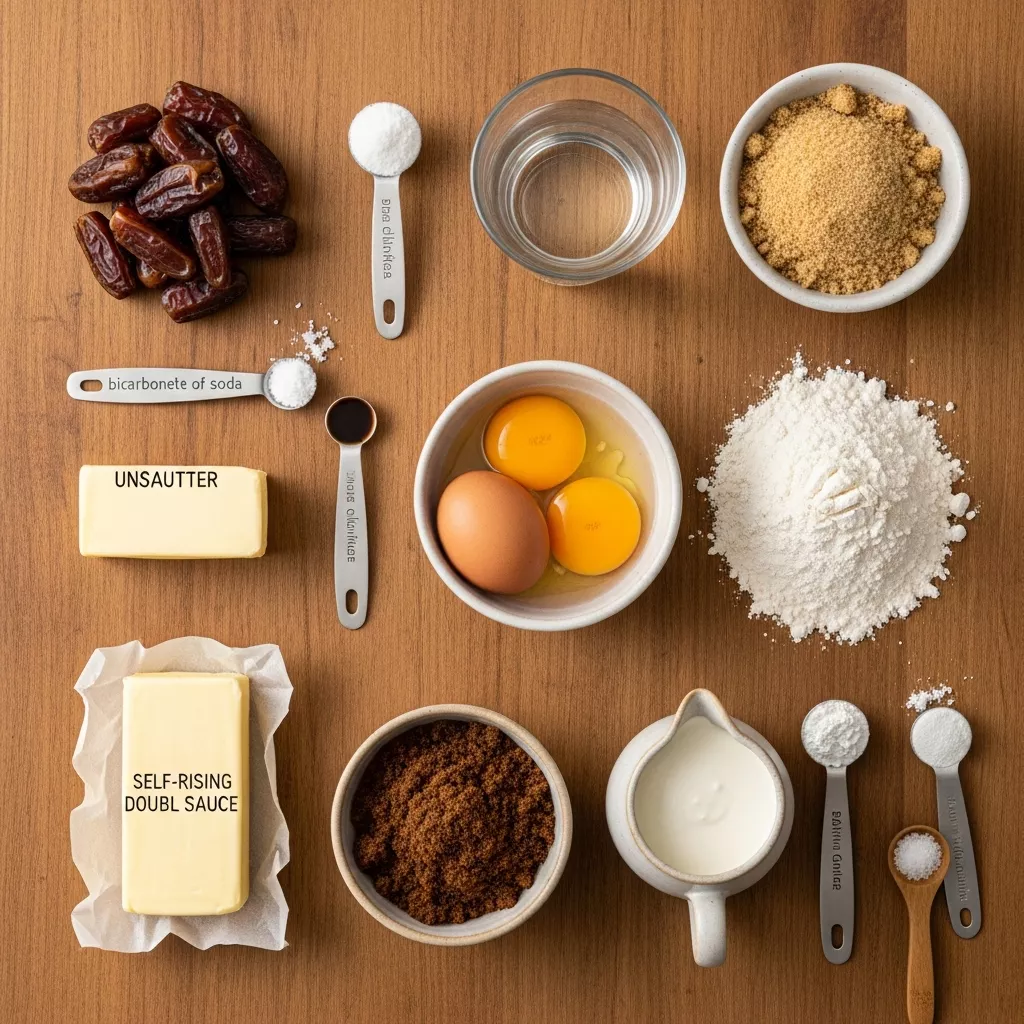 Ingredients for The Ultimate Heavenly Sticky Toffee Pudding