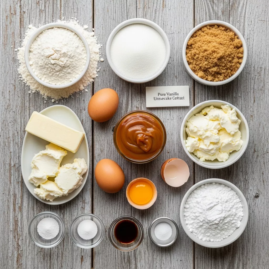 Ingredients for Decadent Caramel Swirl Cheesecake Cookies: Your Ultimate Indulgence