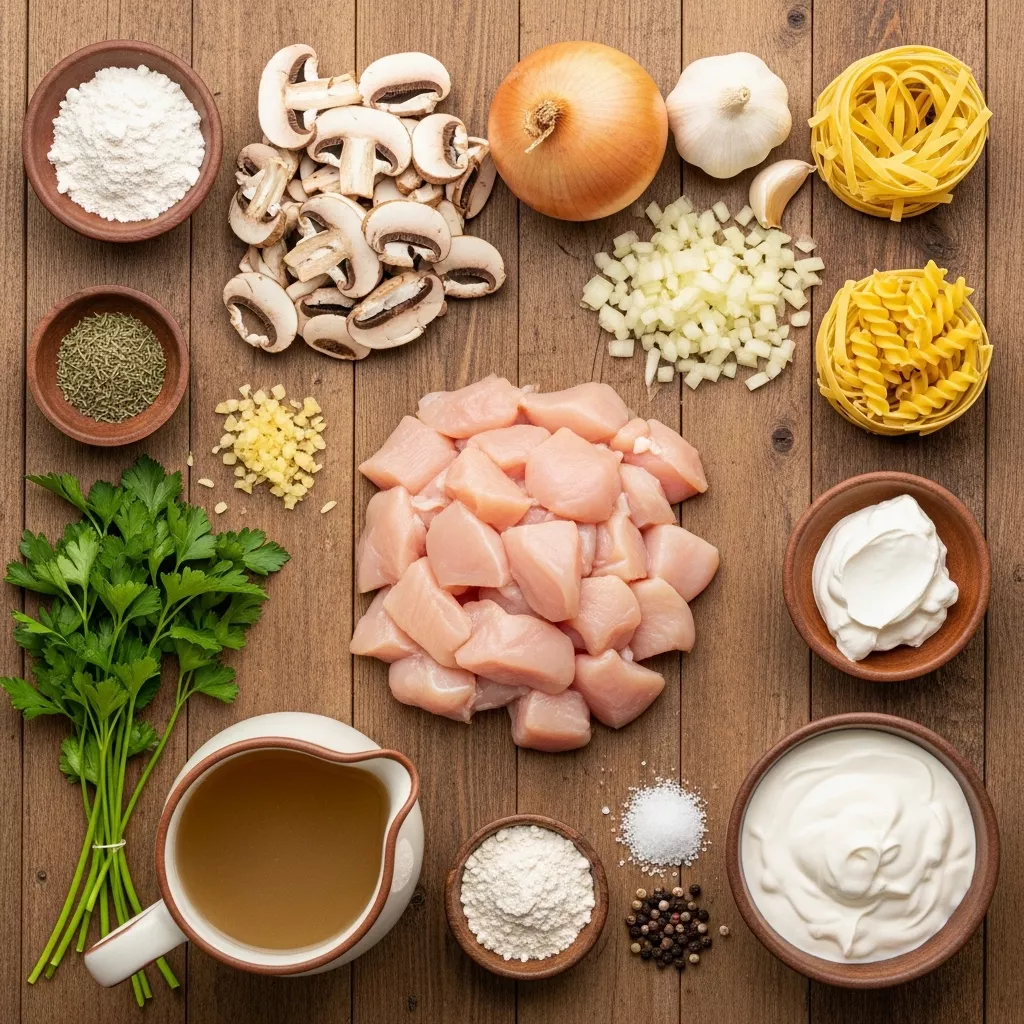 Ingredients for Speedy Creamy Chicken Stroganoff: Your New Family Favorite