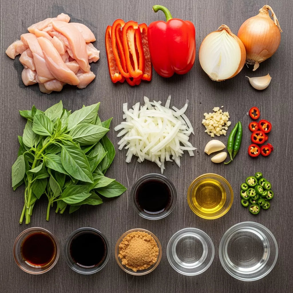 Ingredients for Zesty 25-Minute Thai Basil Chicken Stir-Fry