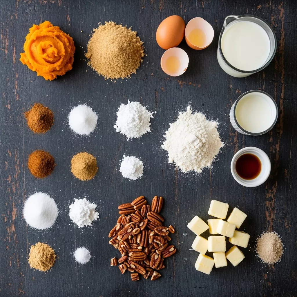 Ingredients for Golden Harvest Pumpkin Pecan Cobbler