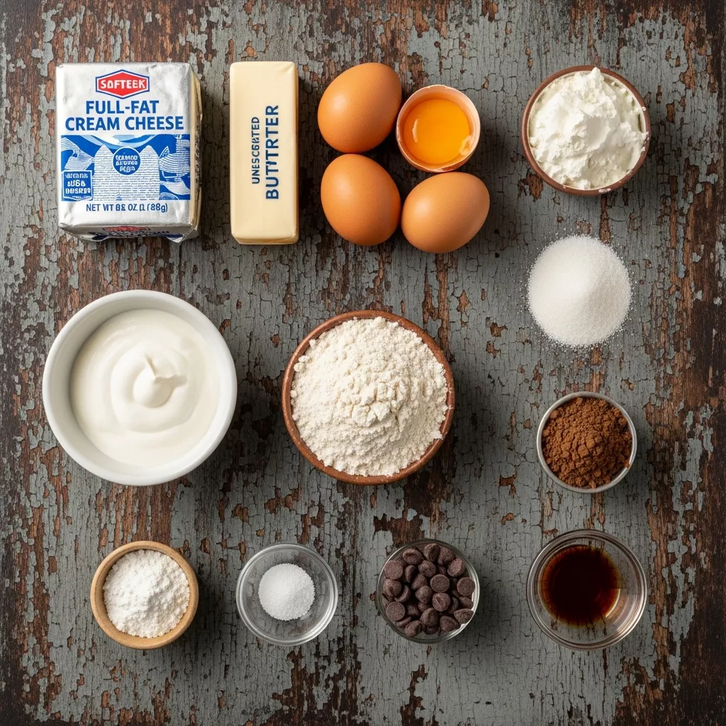 Ingredients for Decadent Double-Layer Dream: The Ultimate Brownie Cheesecake