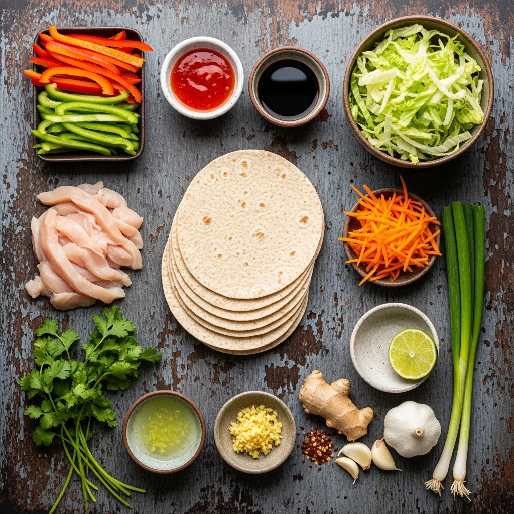 Ingredients for Quick & Zesty Sweet Chili Chicken Power Wraps