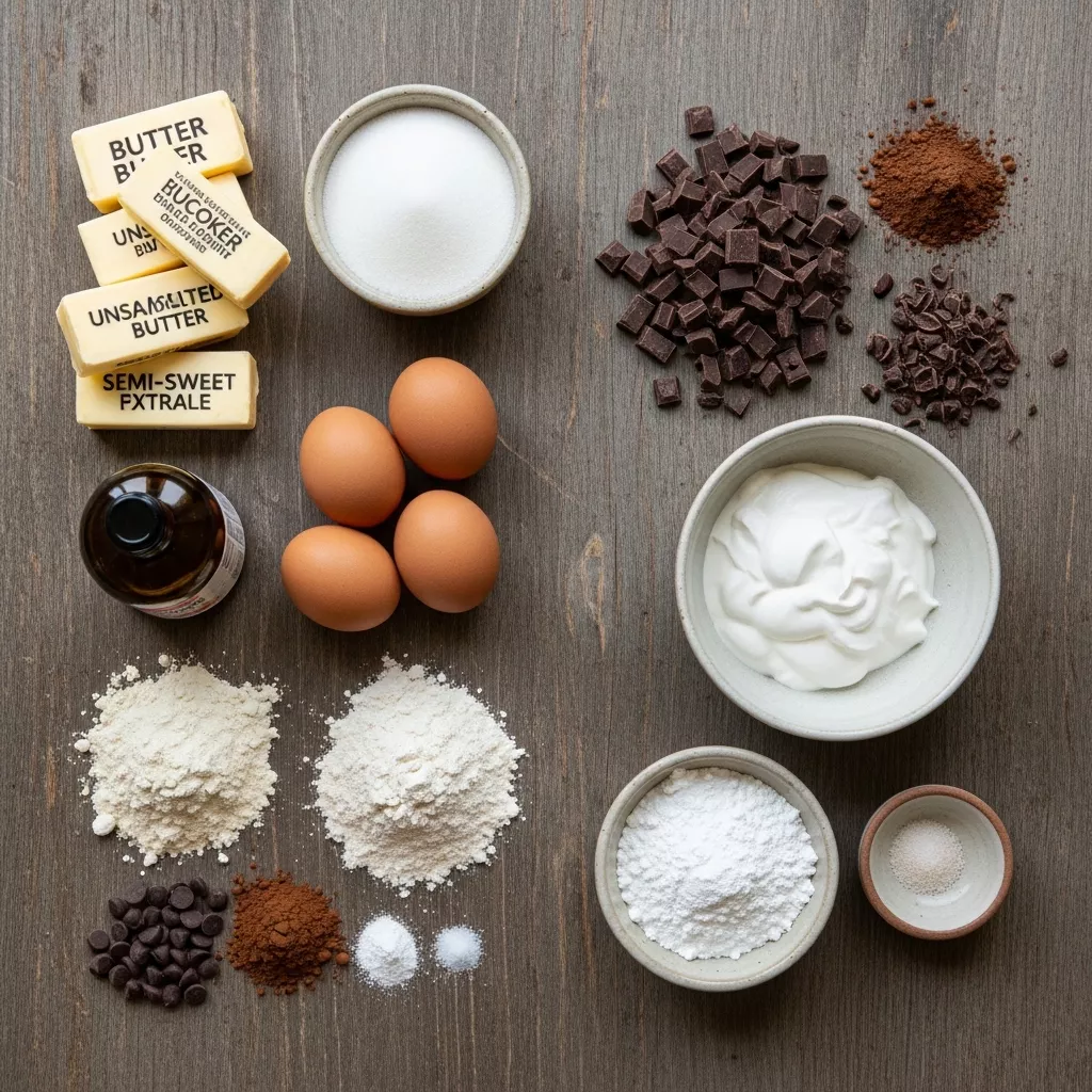 Ingredients for Velvet Cloud Chocolate Mousse Brownies: A Decadent Double-Layer Dream