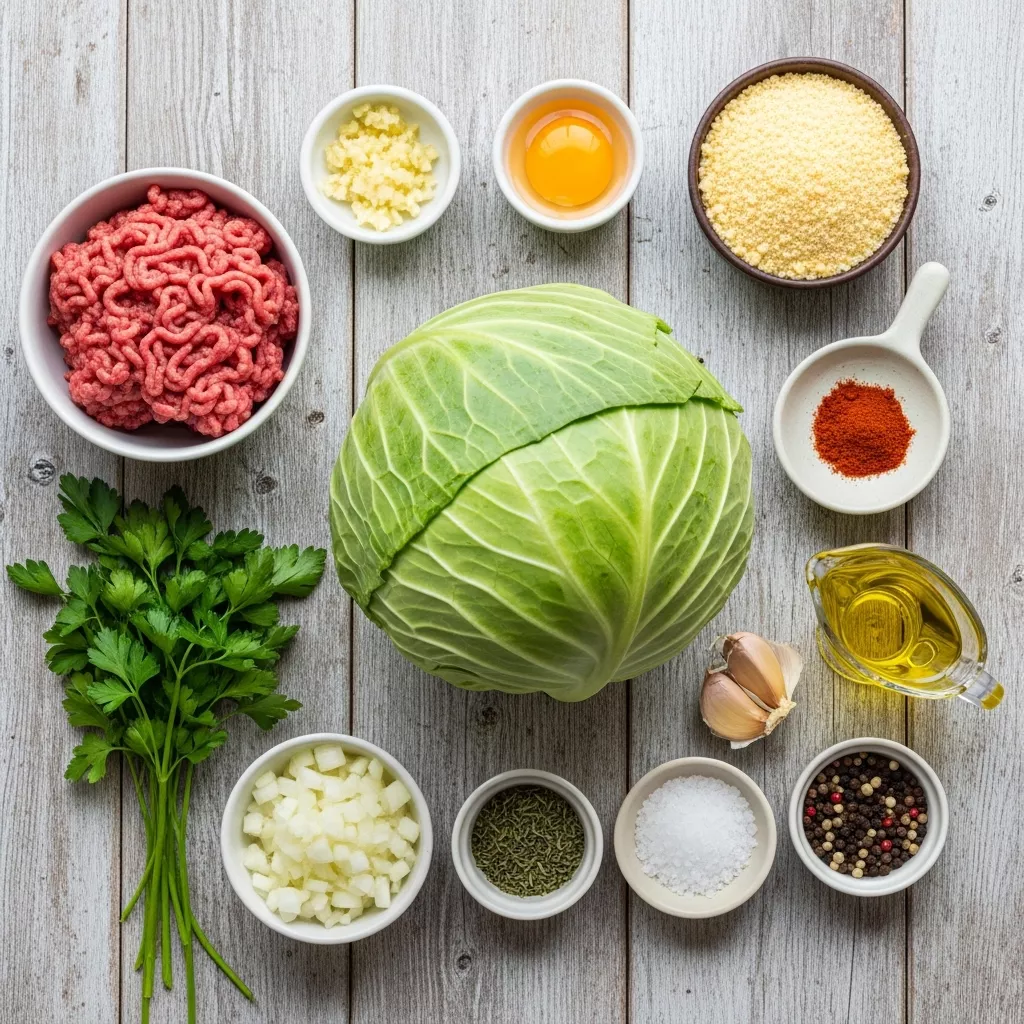 Ingredients for Golden Baked Cabbage & Beef Patties: A Healthier Burger Twist