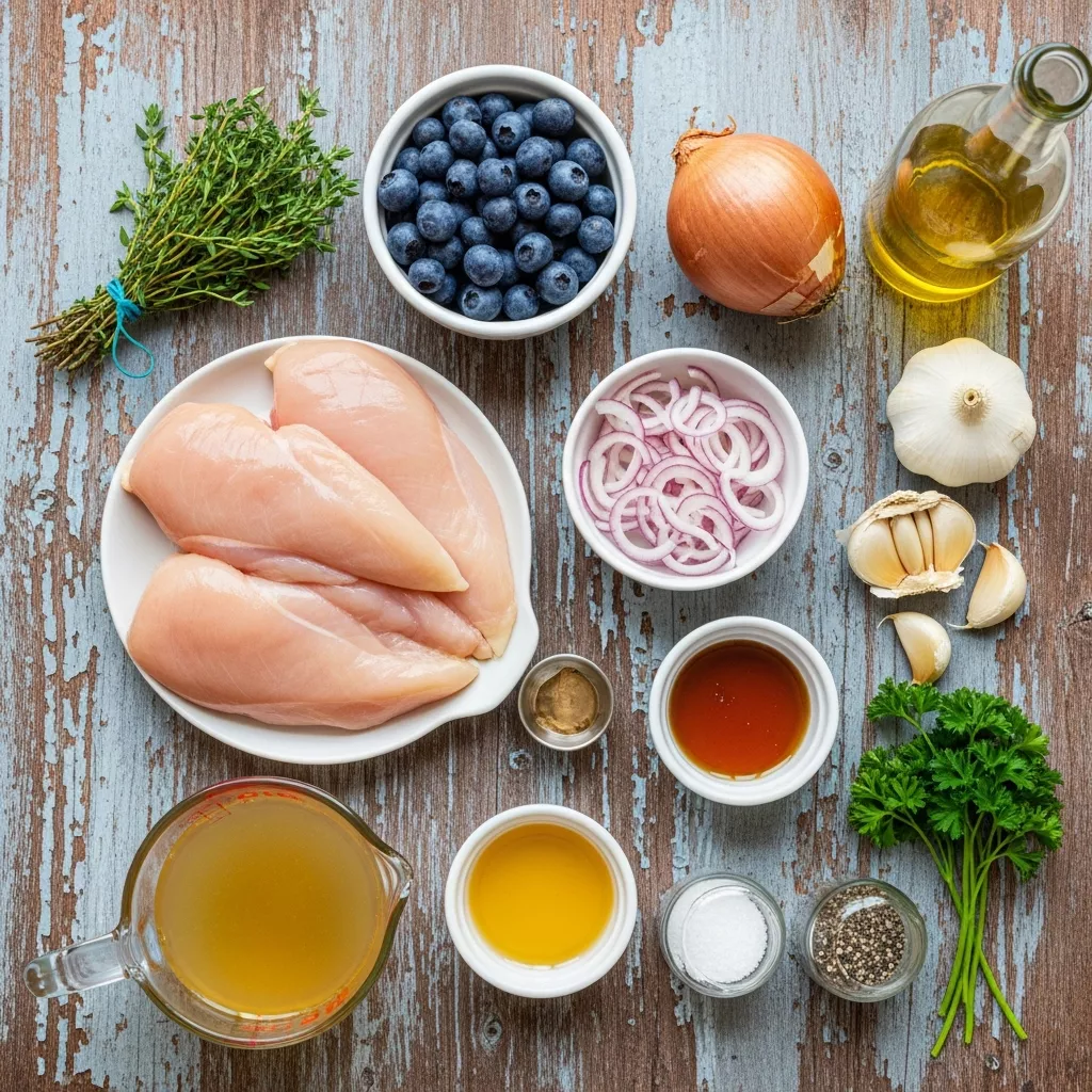 Ingredients for Harmonious Blueberry Thyme Chicken with Glazed Shallots
