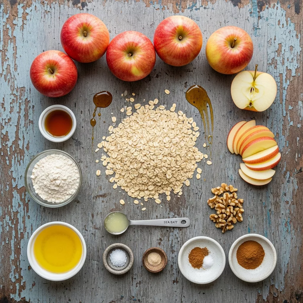 Ingredients for Wholesome Spiced Apple Oat Crumble: Your Clean Eating Delight