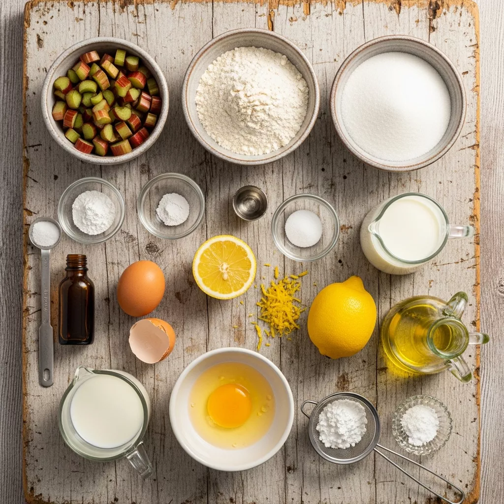 Ingredients for Crispy Golden Rhubarb Fritters: A Sweet & Tangy Spring Delight