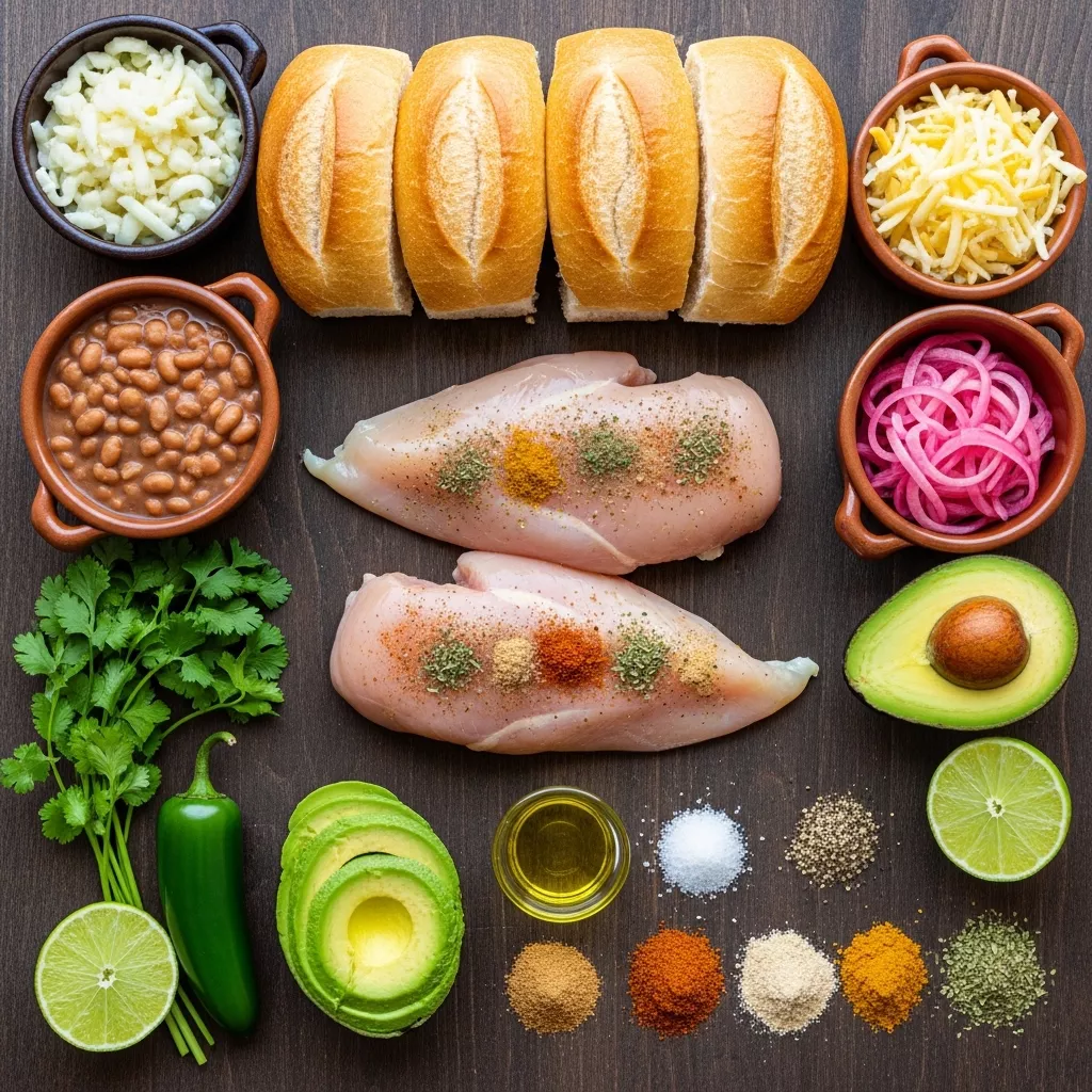 Ingredients for Ultimate Mexican Street-Style Chicken Torta: A Flavor Fiesta