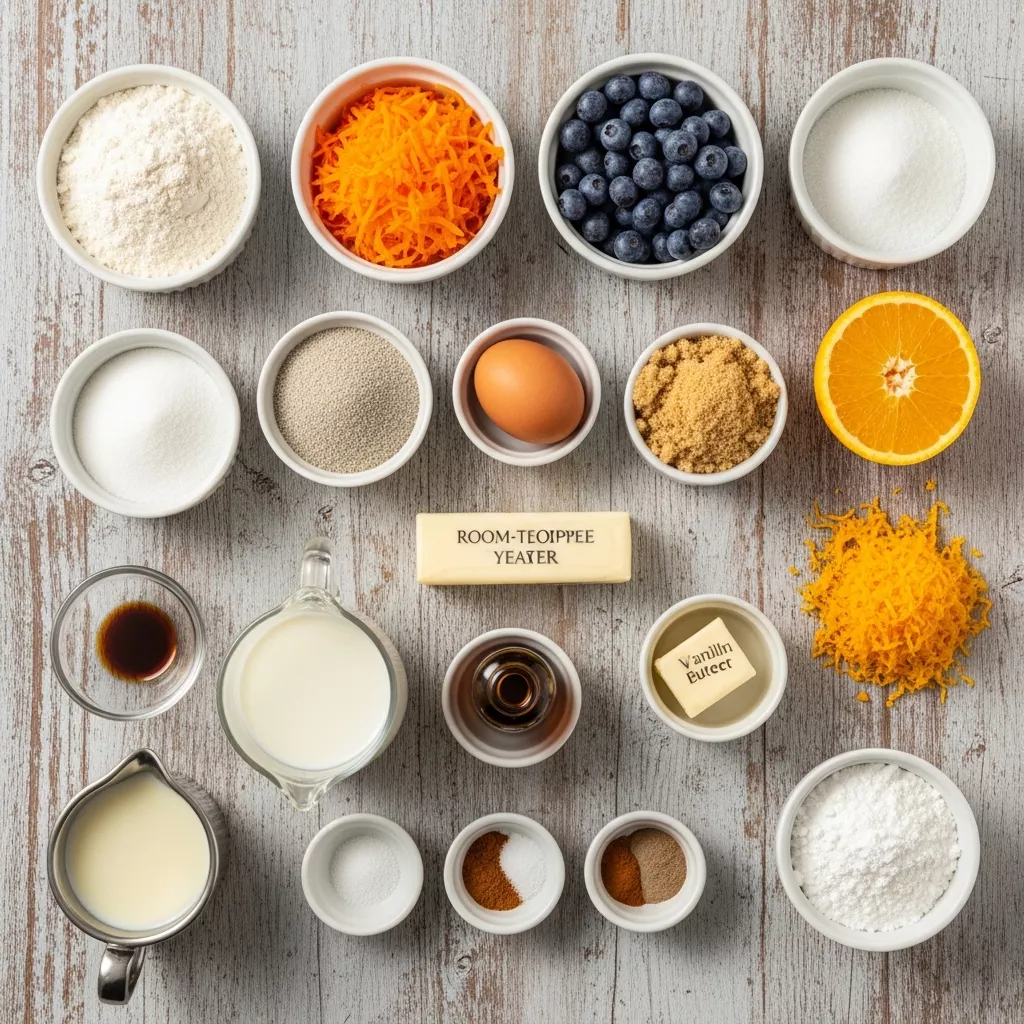 Ingredients for Golden Carrot Blueberry Morning Twists