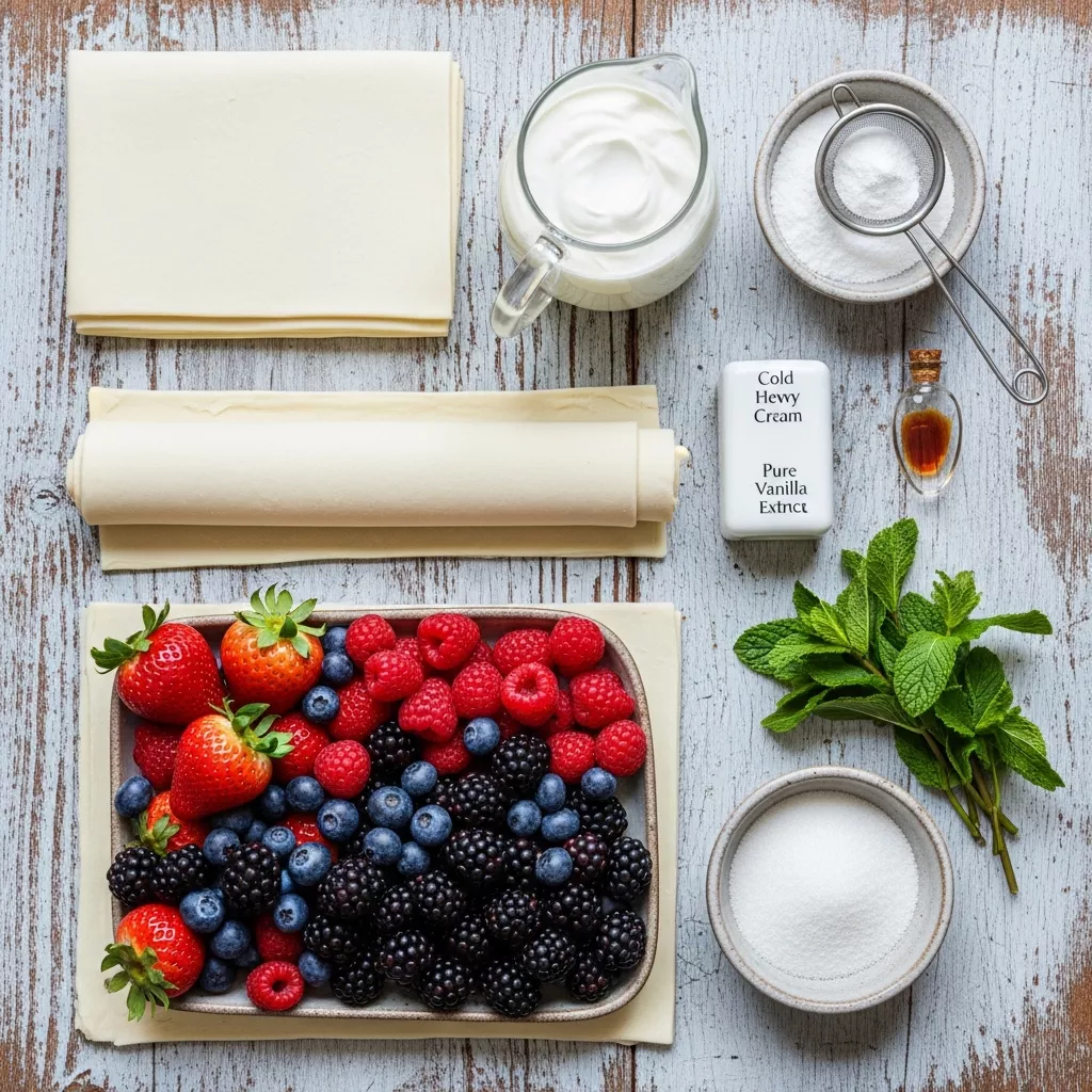 Ingredients for Velvet Berry Dream Pastry Stack