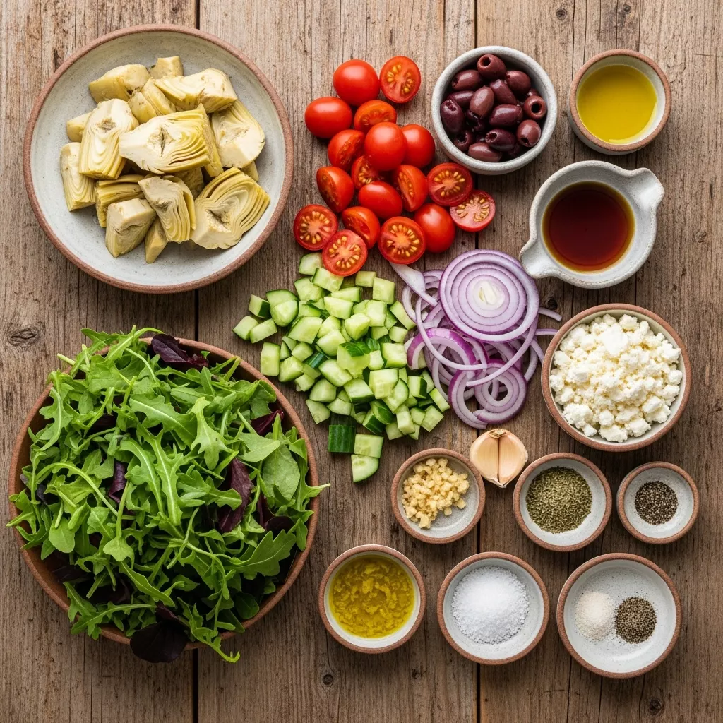 Ingredients for Effortless Tuscan Artichoke & Tomato Salad Bowl