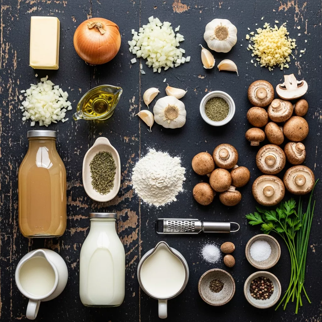 Ingredients for Velvet Garlic Mushroom Bliss: Your Ultimate Comfort Soup