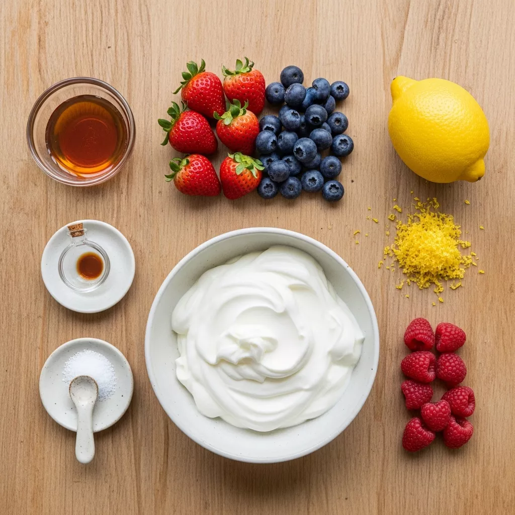 Ingredients for Velvet Swirl: Effortless No-Churn Frozen Greek Yogurt
