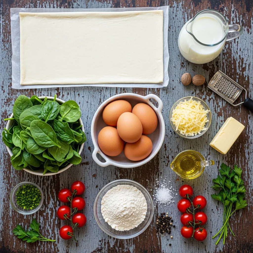 Ingredients for Elegant Golden Baked Eggs Napoleon: A Brunch Masterpiece