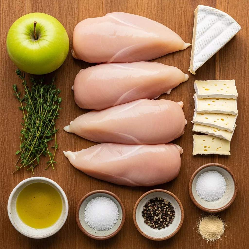 Ingredients for Gourmet Golden Apple & Brie Stuffed Chicken Breast