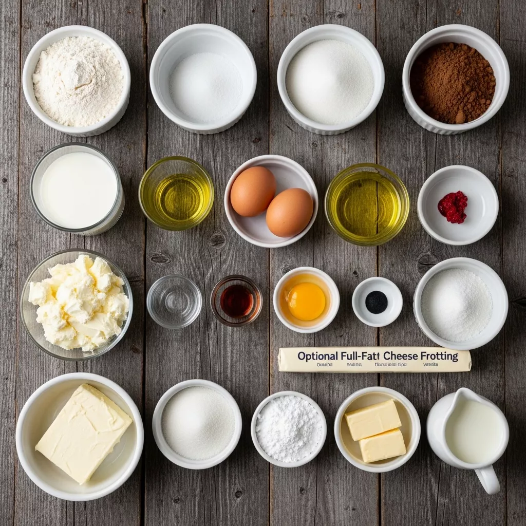 Ingredients for Velvety Dream: The Ultimate Red Velvet Cheesecake Swirl Bake