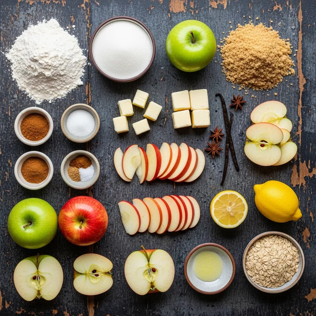 Ingredients for Autumn's Embrace Apple Crisp Shortbread Bars